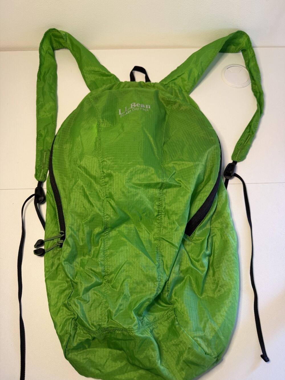 L.L. Bean Pocket Day Pack Backpack Green Ultra Lightweight Hiking Utility Travel